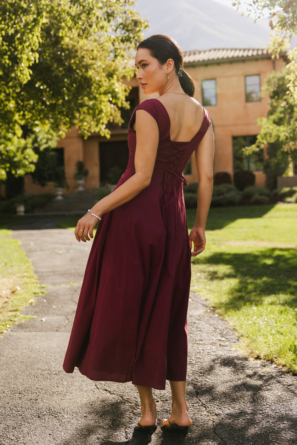 Colin Midi Dress in Burgundy - FINAL SALE Colin Midi Dress in Burgundy - FINAL SALE