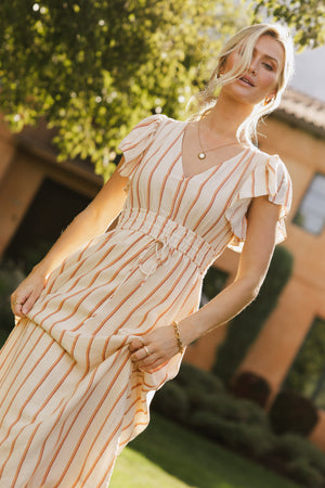 abstract maxi dress with sleeves Khloe Abstract Maxi Dress