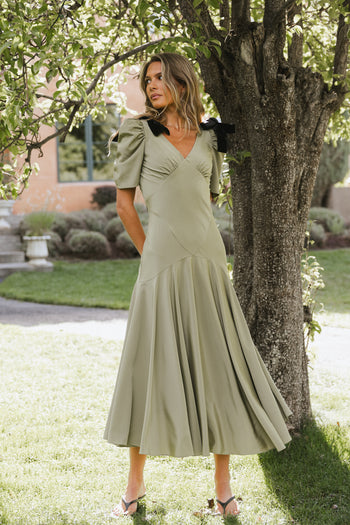 Nellie Drop Waist Maxi Dress in Sage - FINAL SALE