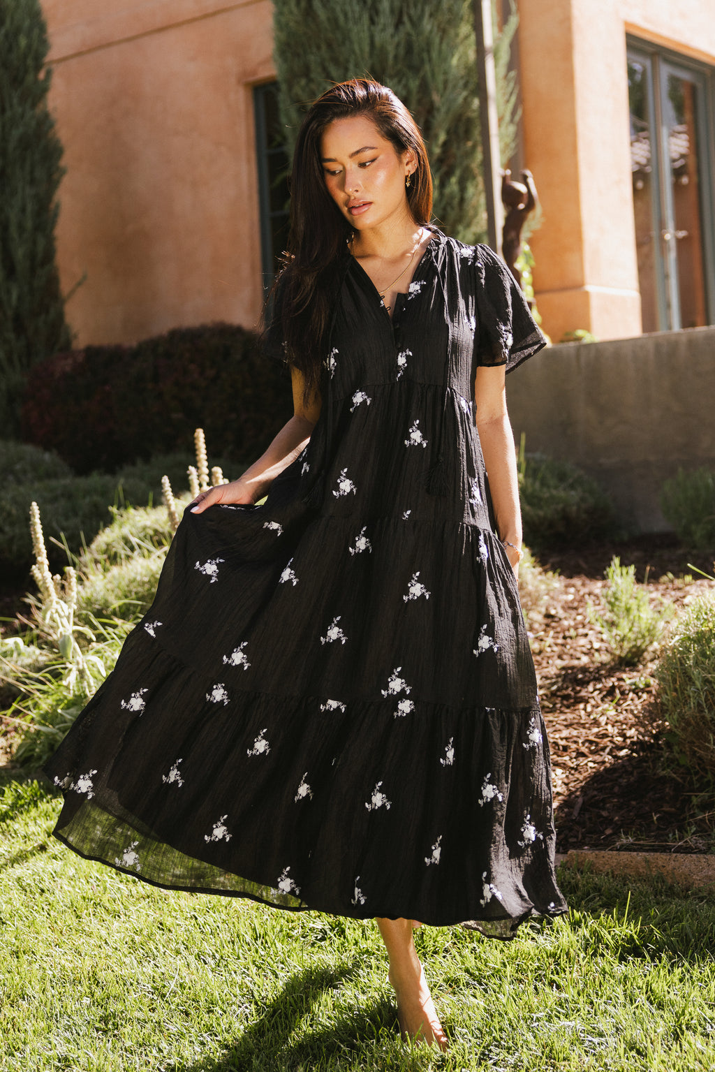 Flynn Embroidered Maxi Dress in Black - FINAL SALE Flynn Embroidered Maxi Dress in Black - FINAL SALE