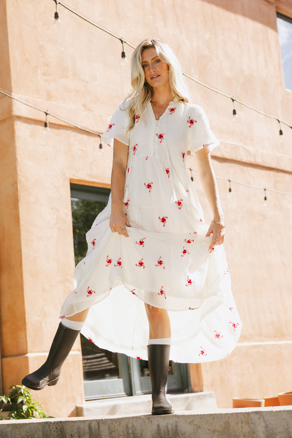 Flynn Embroidered Maxi Dress in Red Flynn Embroidered Maxi Dress in Red
