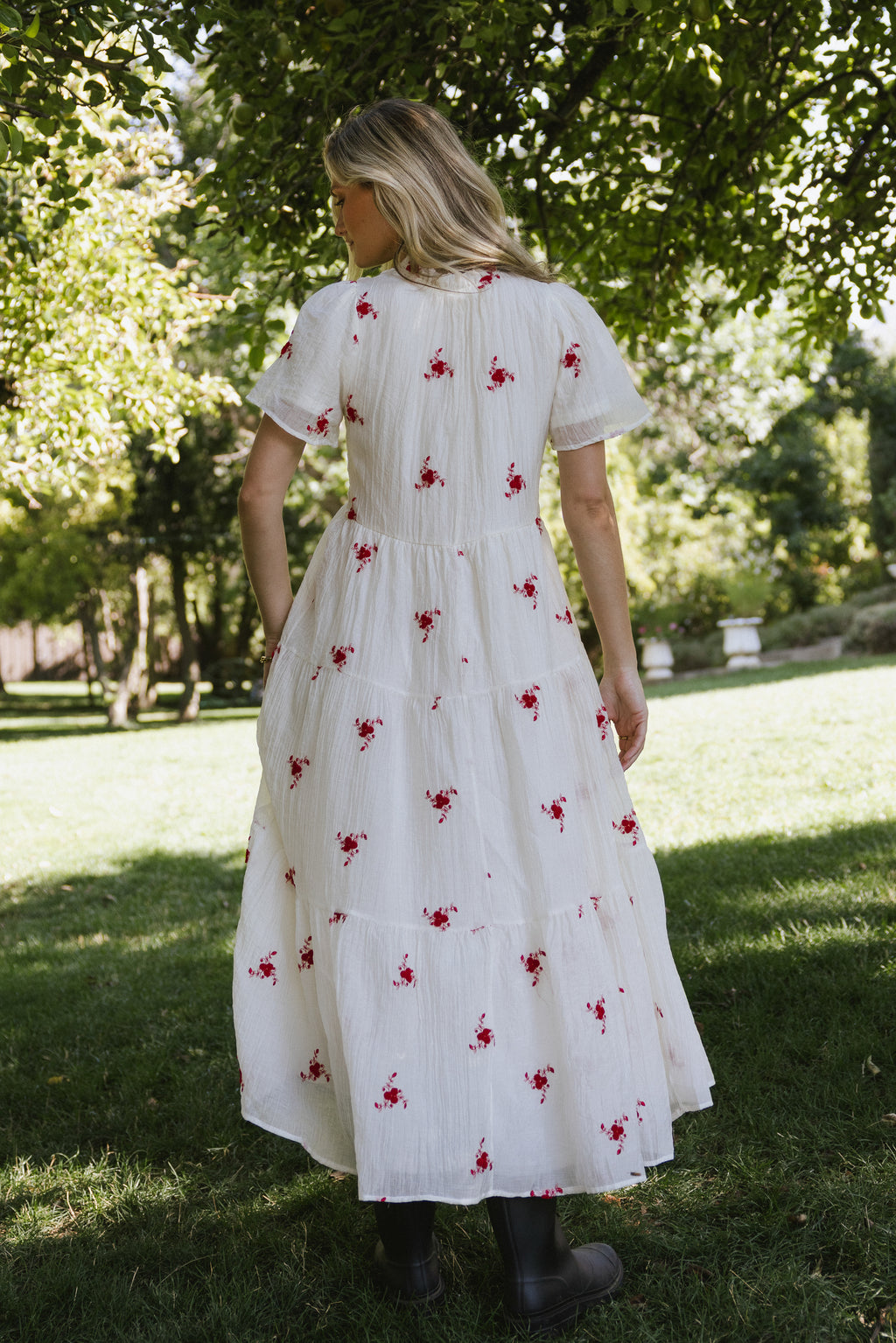 Flynn Embroidered Maxi Dress in Red