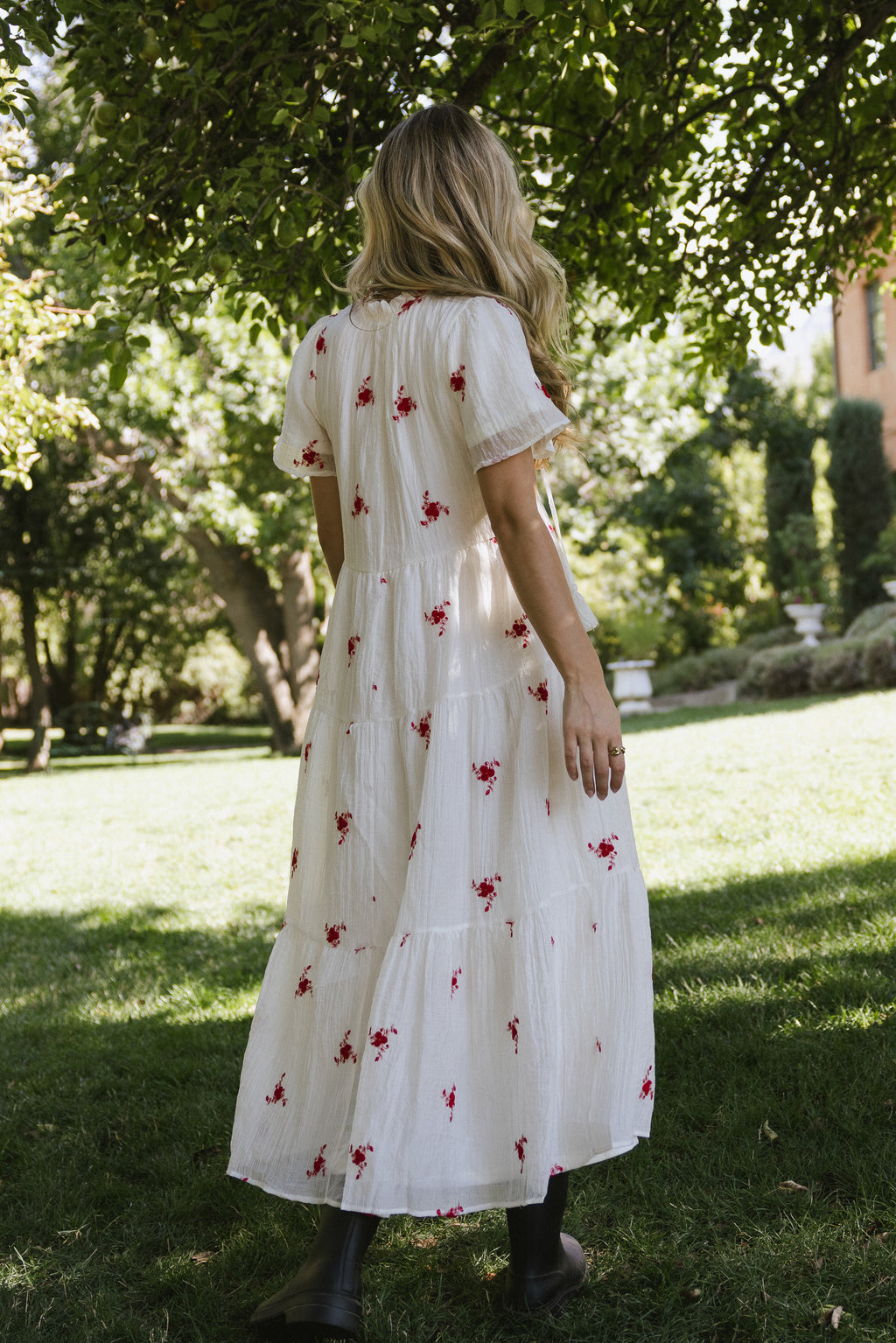 Flynn Embroidered Maxi Dress in Red