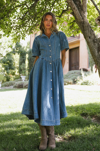 DENIM BUTTON DOWN DRESS