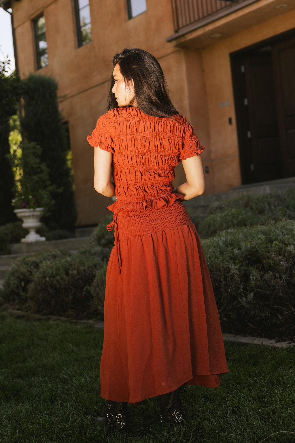 rust colored top