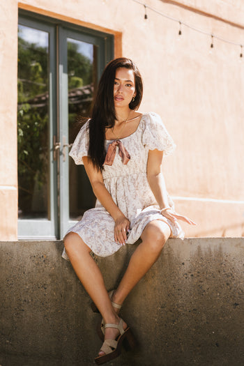 MAUVE BOW ON MINI DRESS 