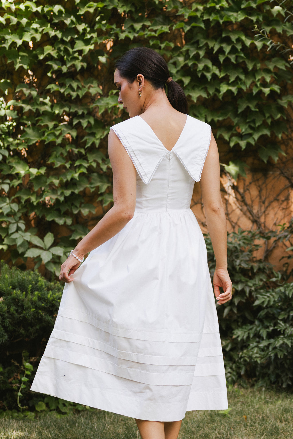 Louie Collared Midi Dress in White Louie Collared Midi Dress in White