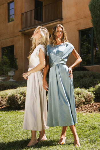 tie back on blue dress 