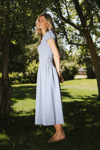Opal Gingham Maxi Dress in Blue