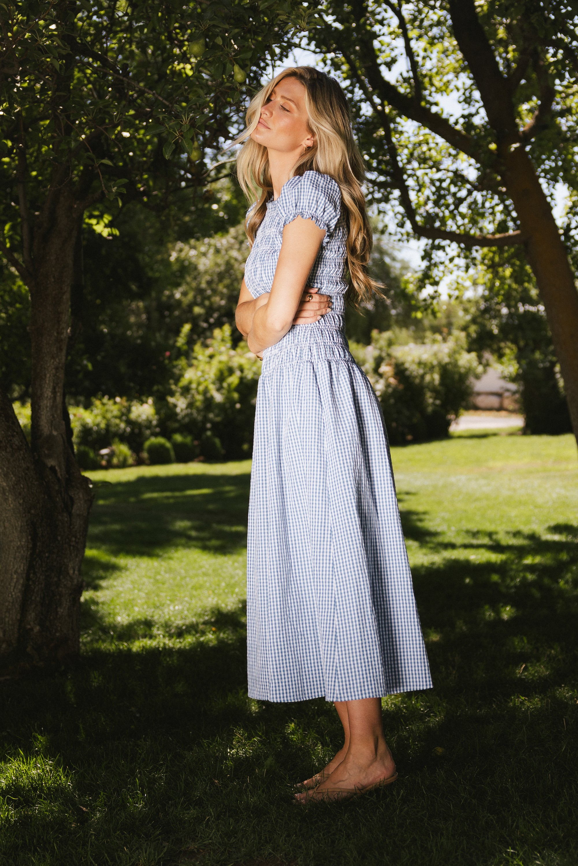 Opal Gingham Maxi Dress in Blue