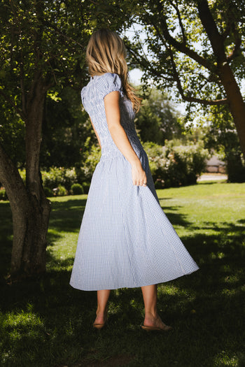 Opal Gingham Maxi Dress in Blue