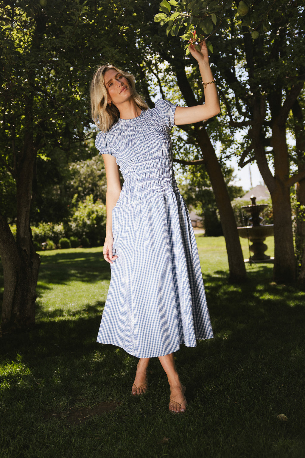 Opal Gingham Maxi Dress in Blue