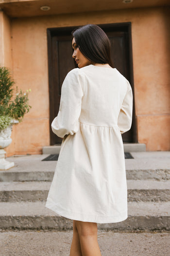 Dress in Ivory Corduroy