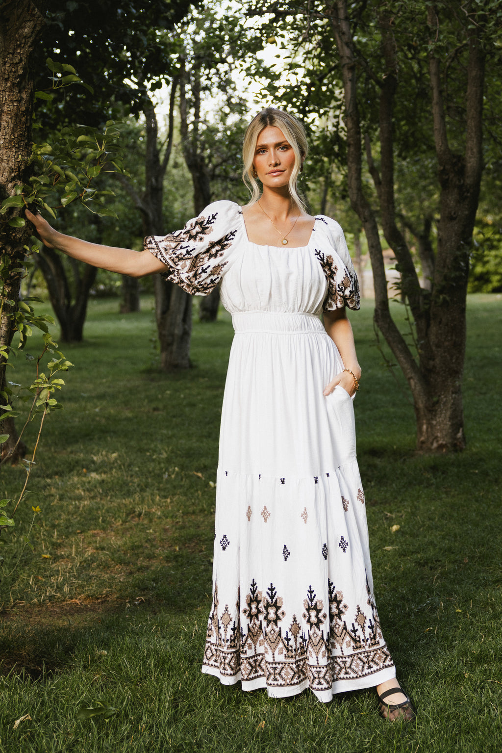 white embroidered maxi dress VENUS Sheer | Multi This garment fits true to size Alder Embroidered Maxi Dress -