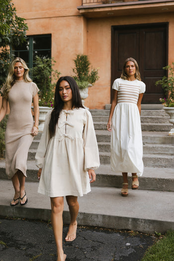  Mini Dress in Ivory Corduroy