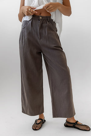 Casey Cropped Wide Leg Pants in Grey - FINAL SALE