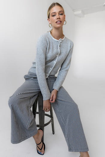 checker pants in black and white