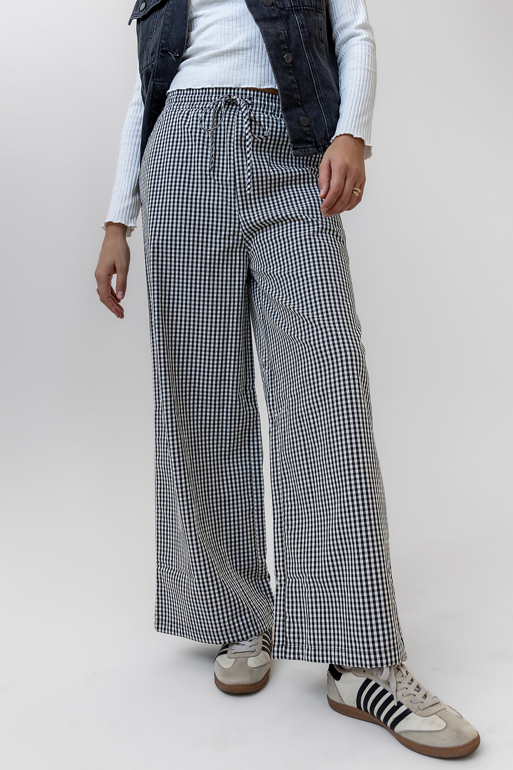 Ada Gingham Wide Leg Pants in Black - FINAL SALE Ada Gingham Wide Leg Pants in Black - FINAL SALE