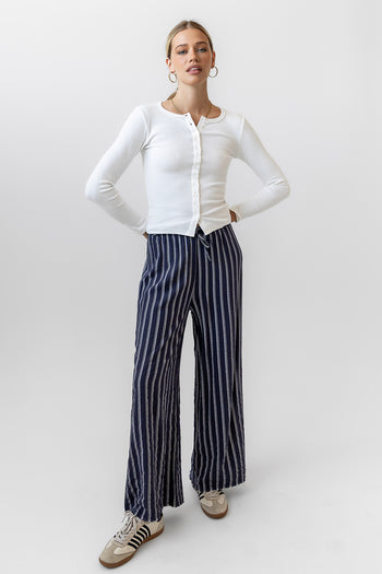 NAVY STRIPED SOFT BOTTOMS