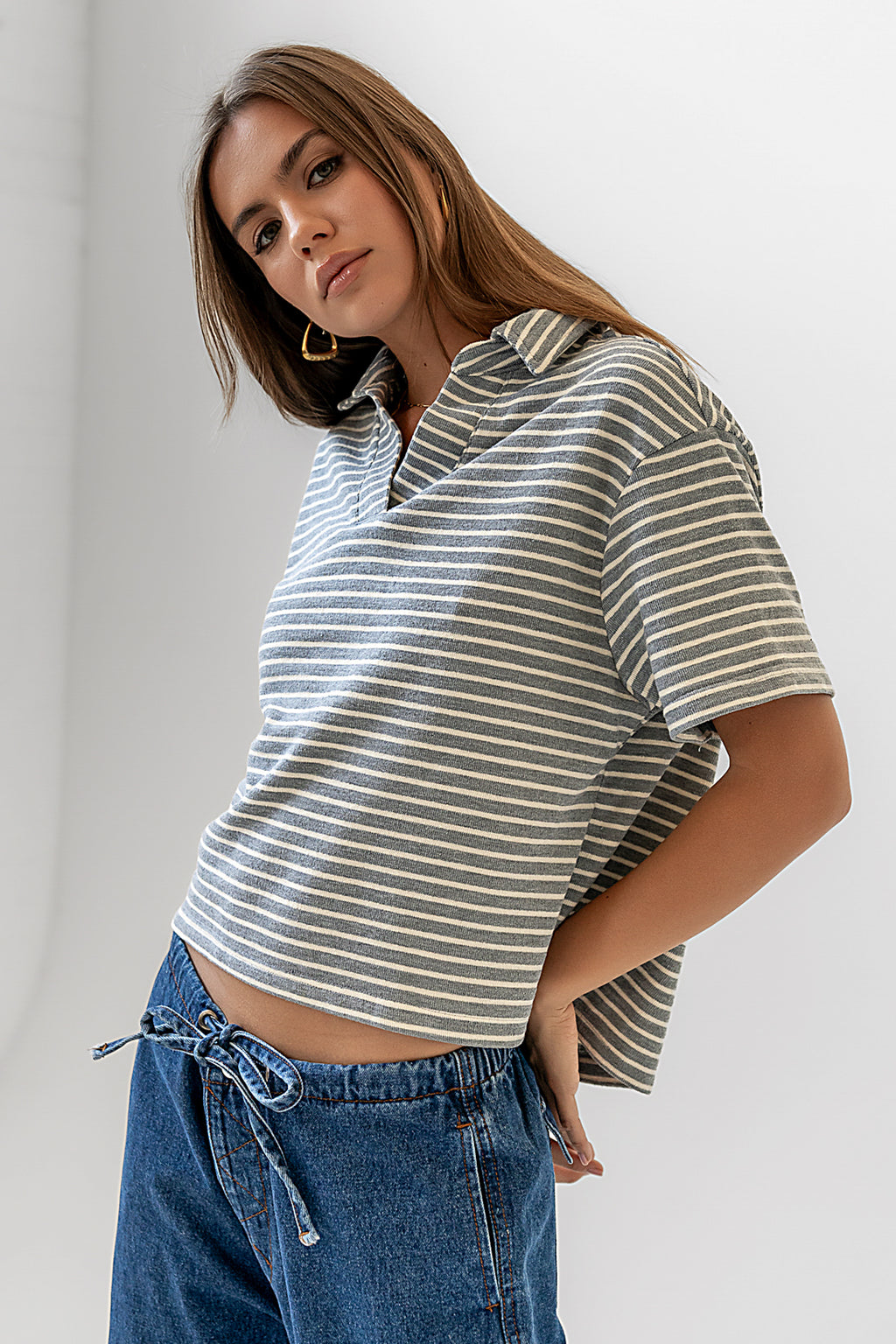 Striped Top in Grey