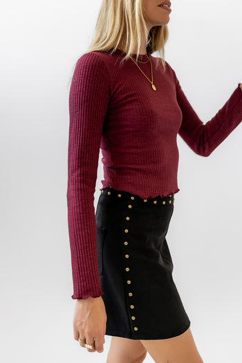 burgundy top