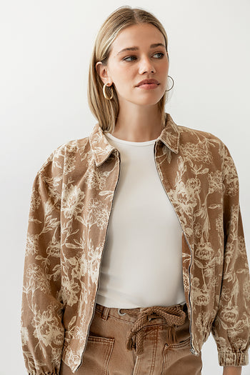 FLORAL JACKET IN CAMEL 