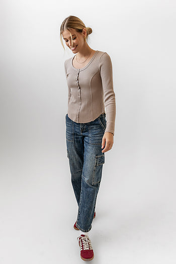 Waffle Knit Top in Mocha