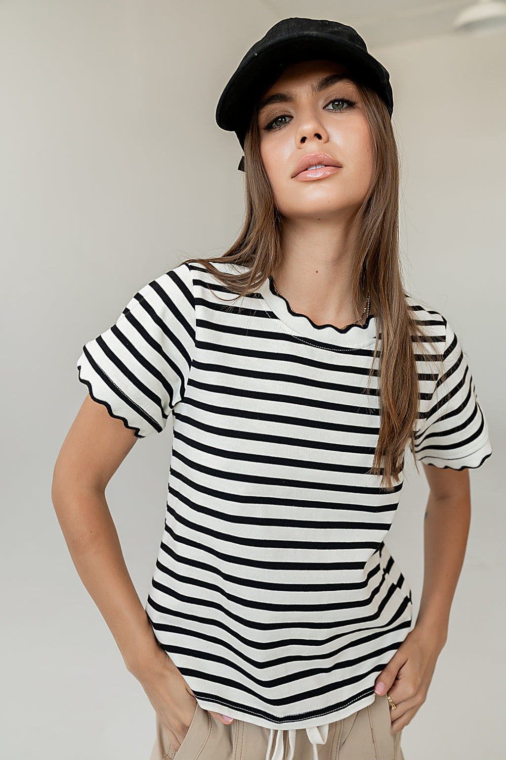 Scalloped Top in Black