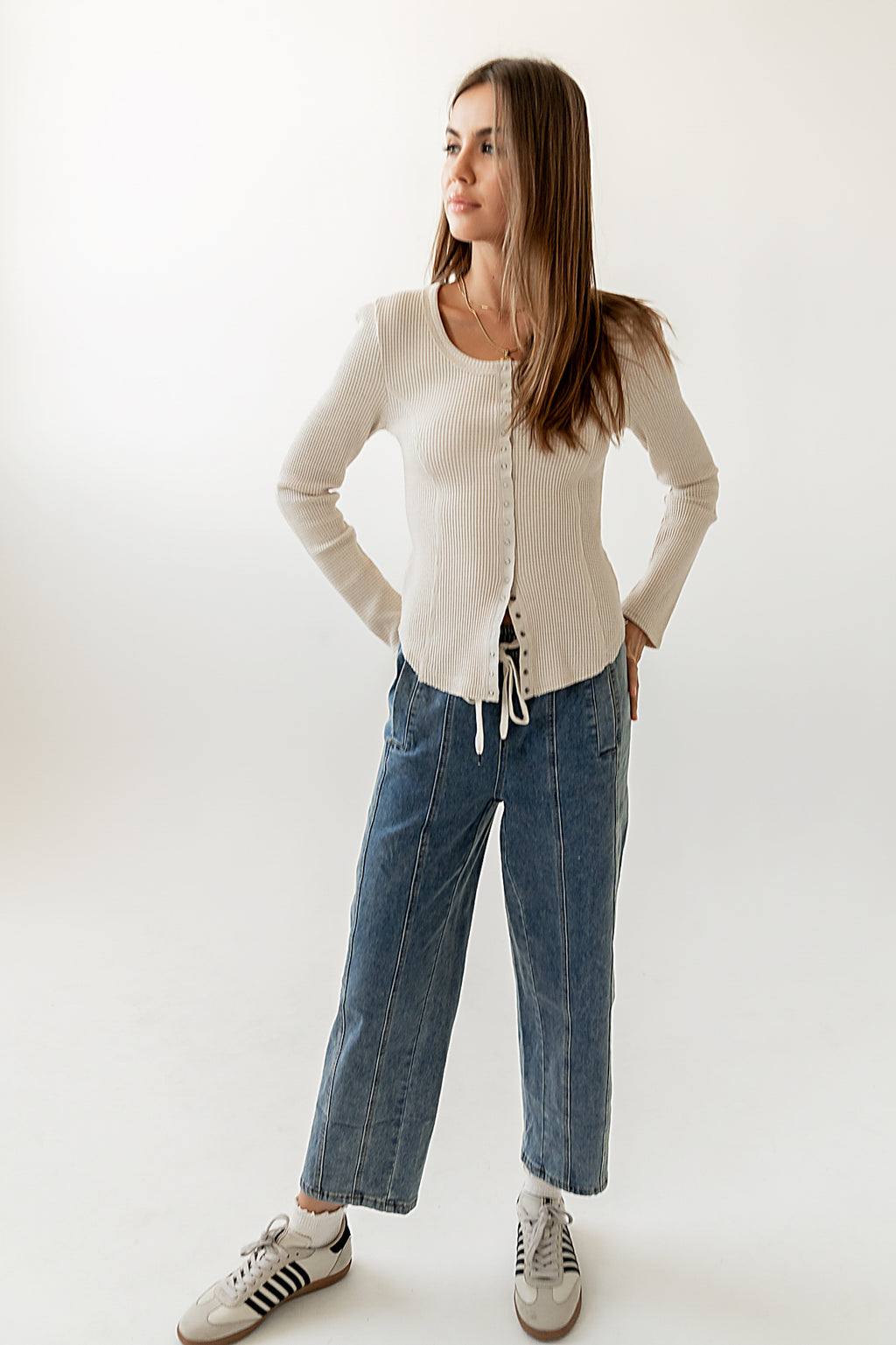 BUTTON UP LONG SLEEVE TOP 