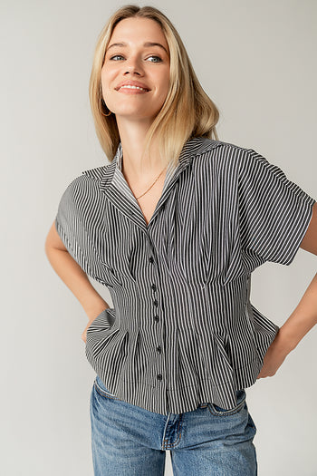 Striped Blouse in Grey