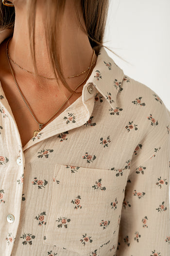tiny floral printed button up 