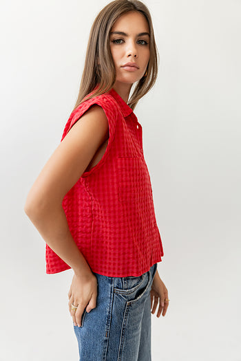 red short sleeve blouse