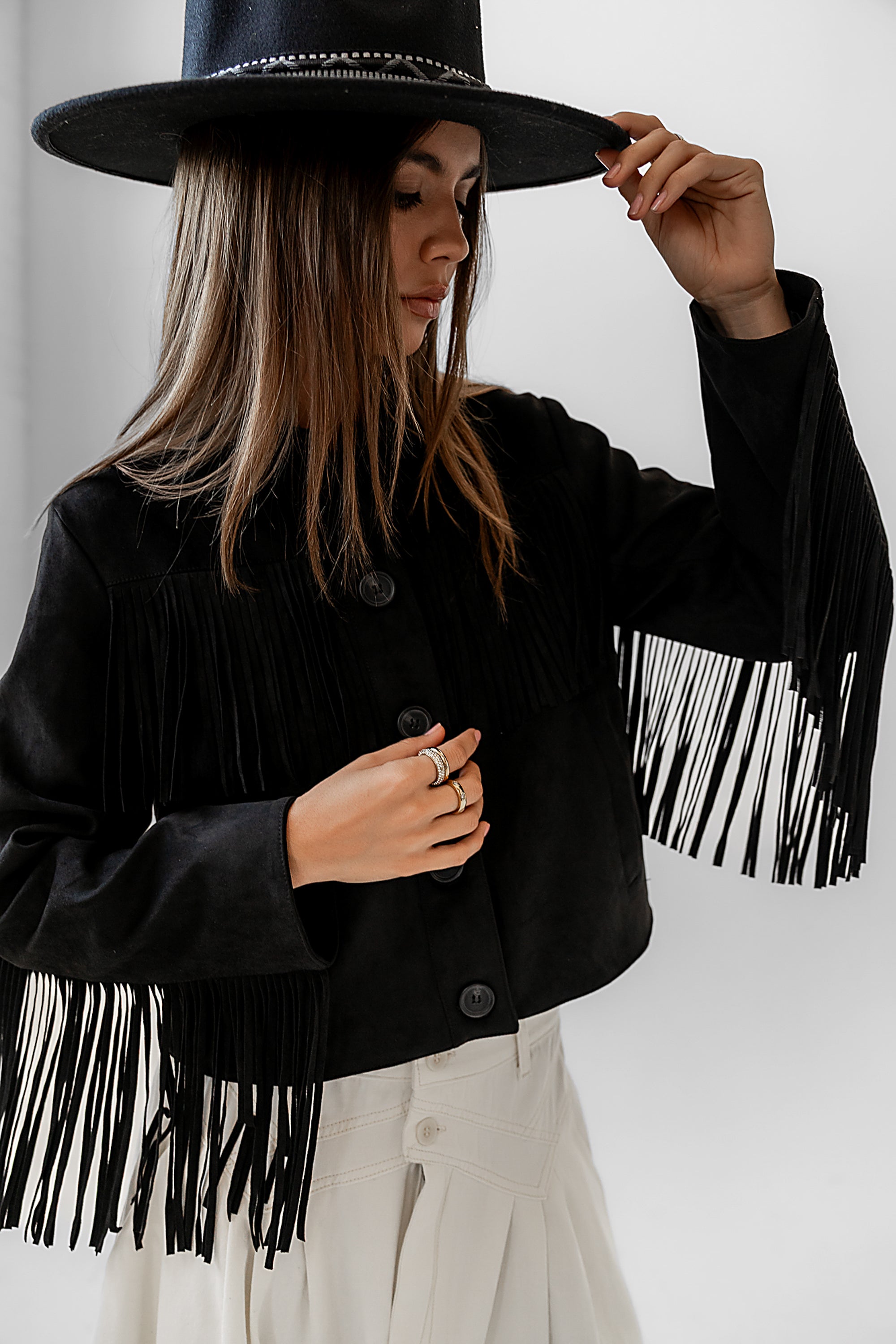 Bridget Fringe Jacket in Black