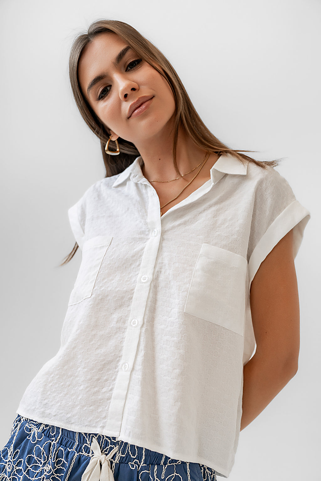 button up ivory blouse 