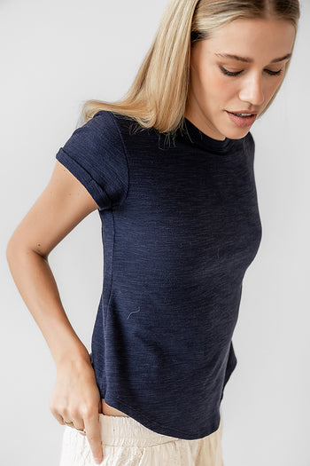 Rolled Sleeve Shirt in Navy