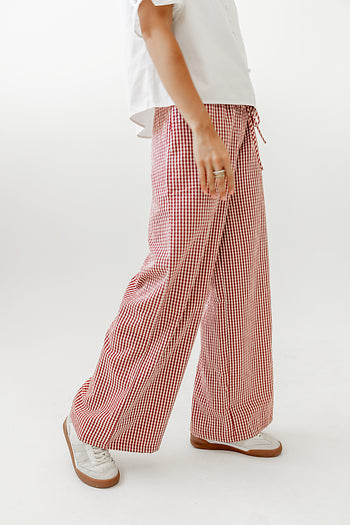 Ada Gingham Wide Leg Pants in Red - FINAL SALE