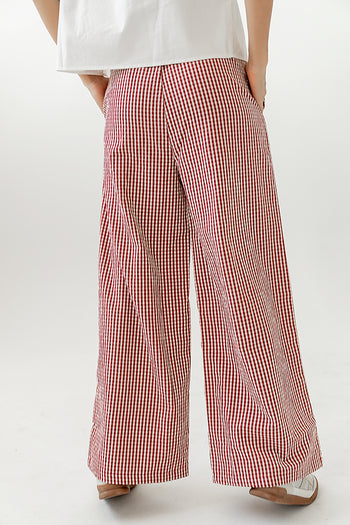 Ada Gingham Wide Leg Pants in Red - FINAL SALE