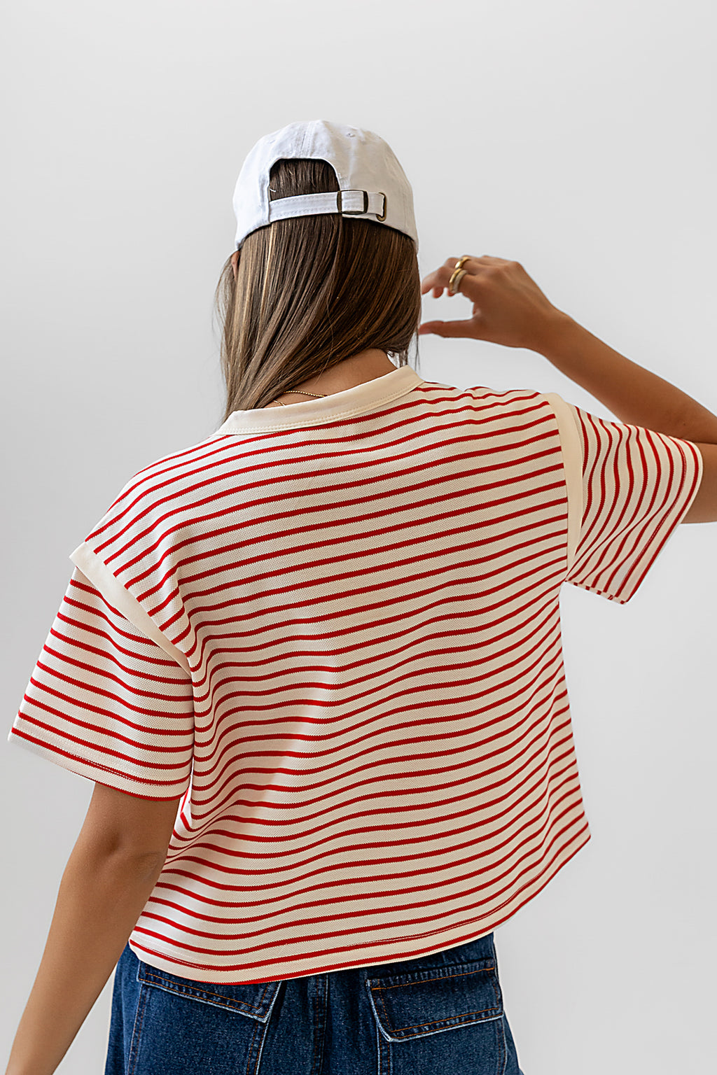short sleeve top with stripes
