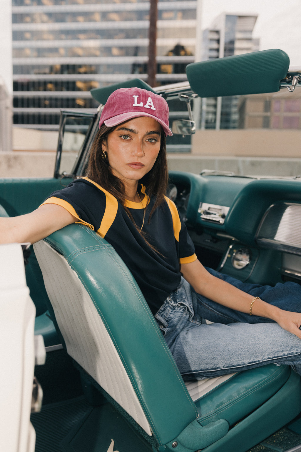 Contrast Top in Navy