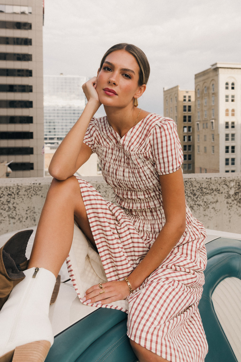 Erin Smocked Maxi Dress in Red