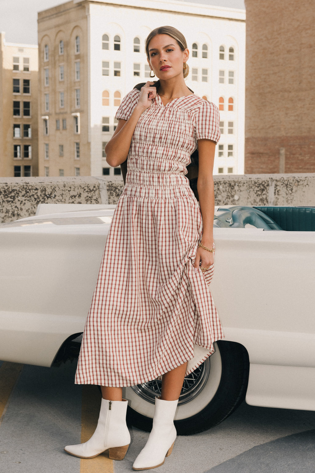 Erin Smocked Maxi Dress in Red