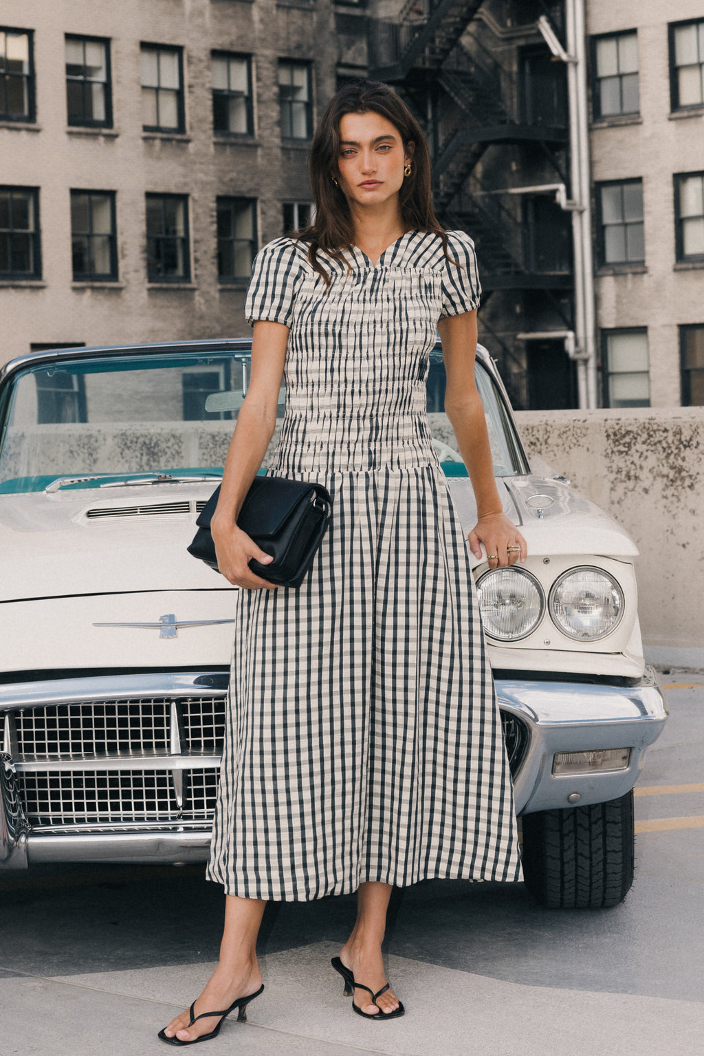 Erin Smocked Maxi Dress in Navy