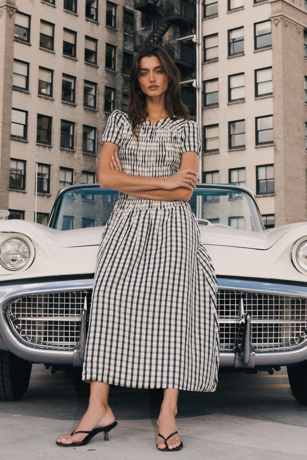 Erin Smocked Maxi Dress in Navy