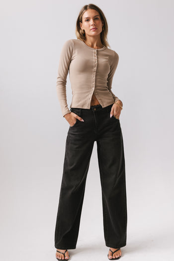 Lace Trim Baggy Jeans