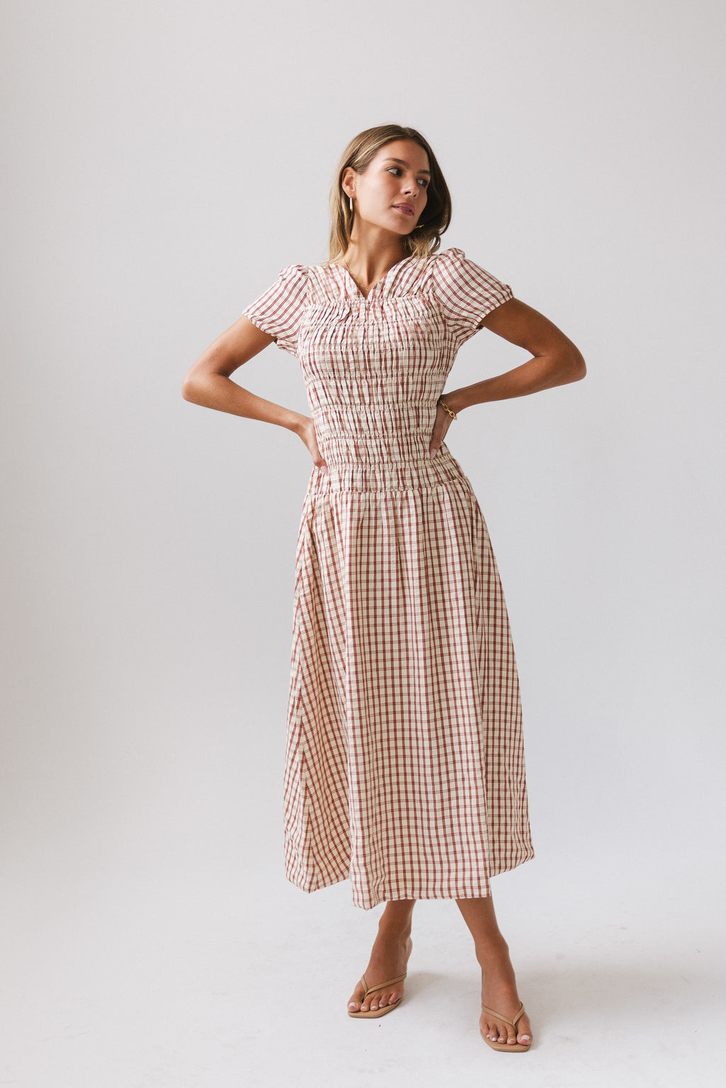 Erin Smocked Maxi Dress in Red