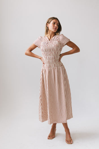 Erin Smocked Maxi Dress in Red