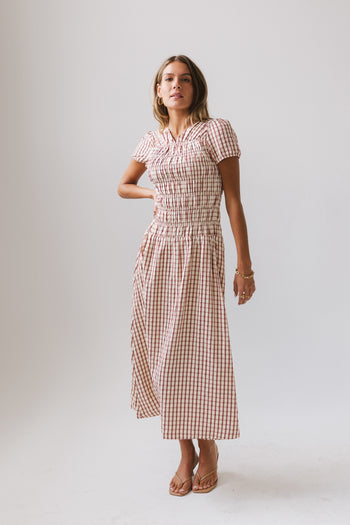 Erin Smocked Maxi Dress in Red