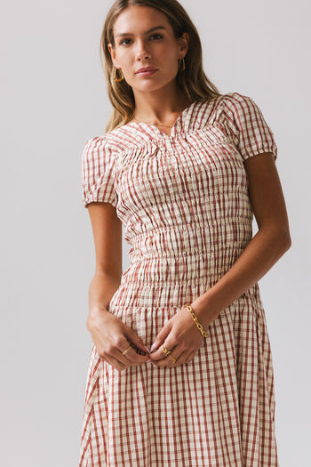 Erin Smocked Maxi Dress in Red