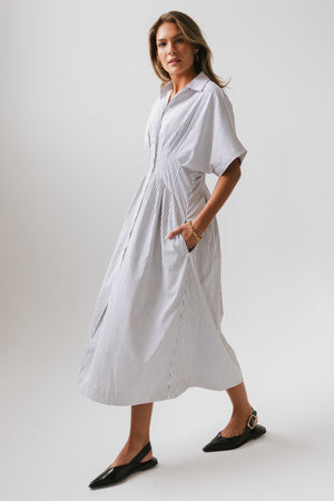 maxi dress with white shirt Collins Striped Maxi Dress in White