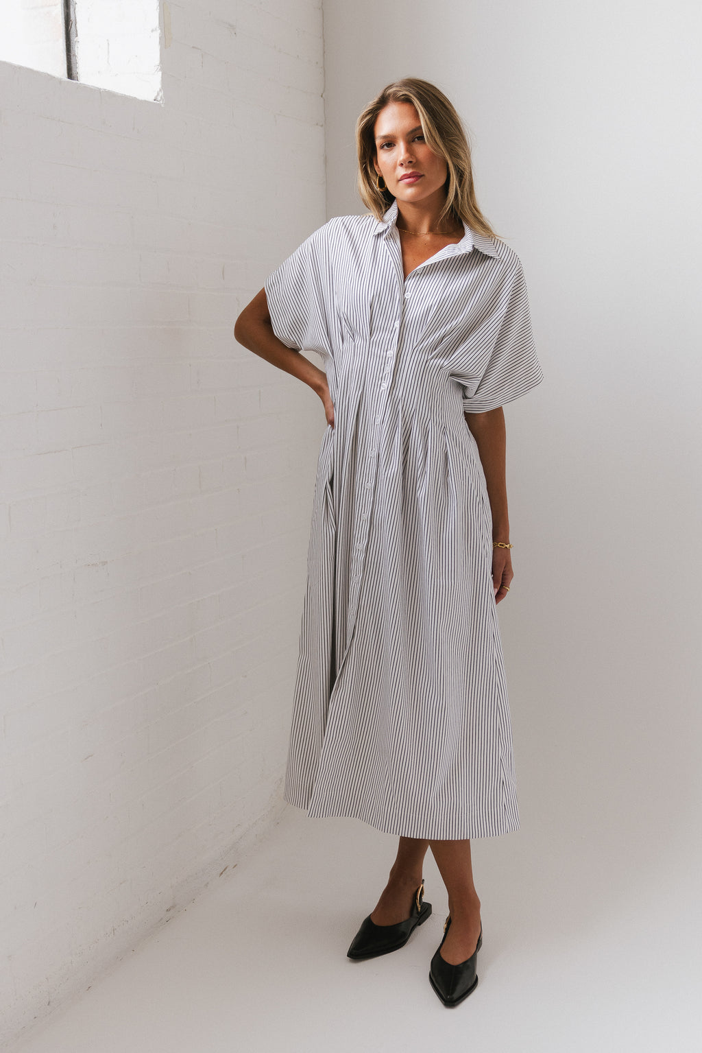 Collins Striped Maxi Dress in White